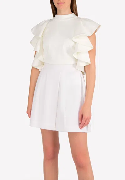 Avaro Figlio High-neck Exaggerated Ruffle Top In White