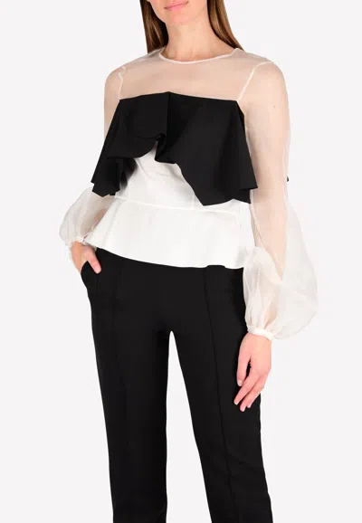 Bibhu Mohapatra Organza Ruffle Top In Monochrome