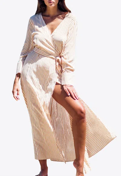 Les Canebiers New Tamaris Striped Summer Dress In Cotton Blend In Yellow