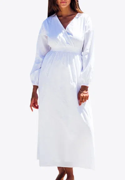 Les Canebiers Eau Vive Elastic Waist Maxi Dress In White
