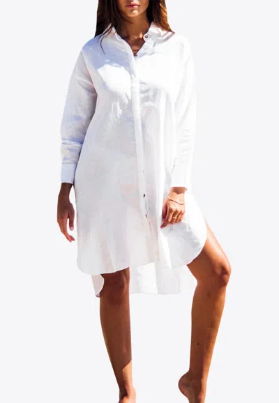 Les Canebiers Ramade Asymmetric Shirt Dress In White