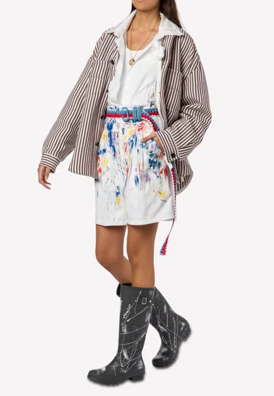 Philosophy Di Lorenzo Serafini Full-cut High-waist Shorts In White