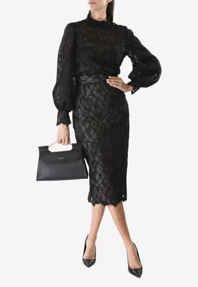 Rachel Gilbert Luella Lace Midi Skirt In Black