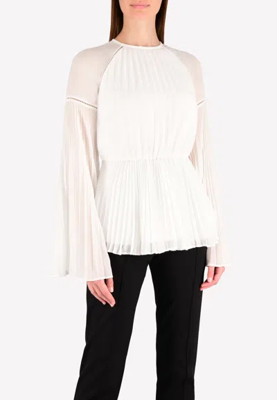 Rachel Gilbert Nyla Pleated Fit Flare Top In White