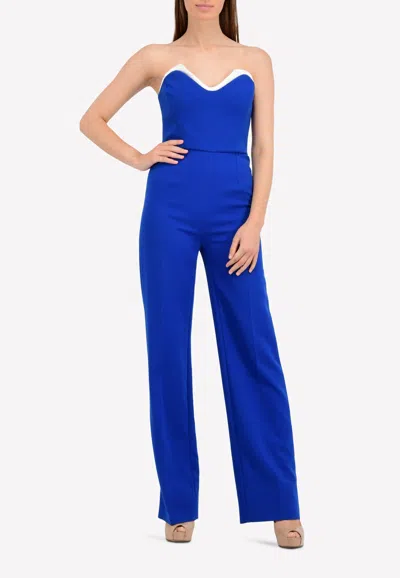 Mugler Idol Strapless Jumpsuit In Blue