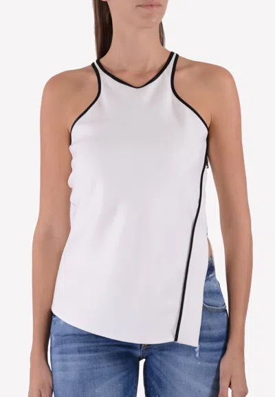Mugler Halter Neck Top With Side Zip Slit In Monochrome