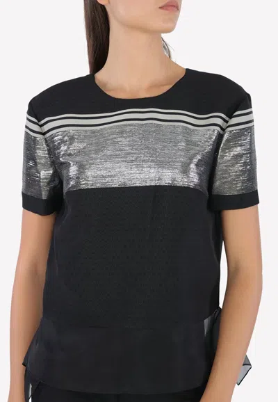 Bibhu Mohapatra Foil-print Contrast Top In Black