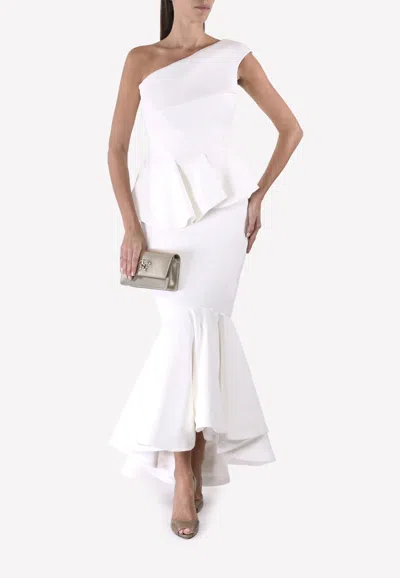 Avaro Figlio One-shoulder Peplum Top In White