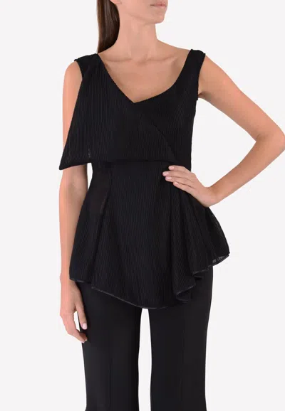 Avaro Figlio Sleeveless Ribbed Blouse In Black