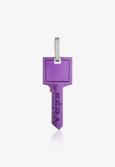 Eéra Special Order - Big Key Single Earring In 18-karat Gold With Diamonds In Purple