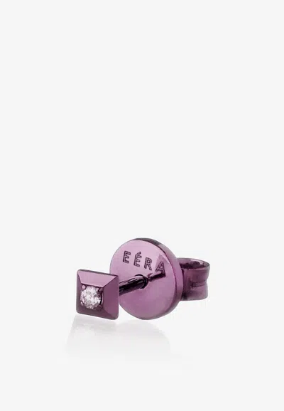 Eéra Special Order - Mini Eéra Single Stud Earring In 18-karat Gold With Diamond In Purple