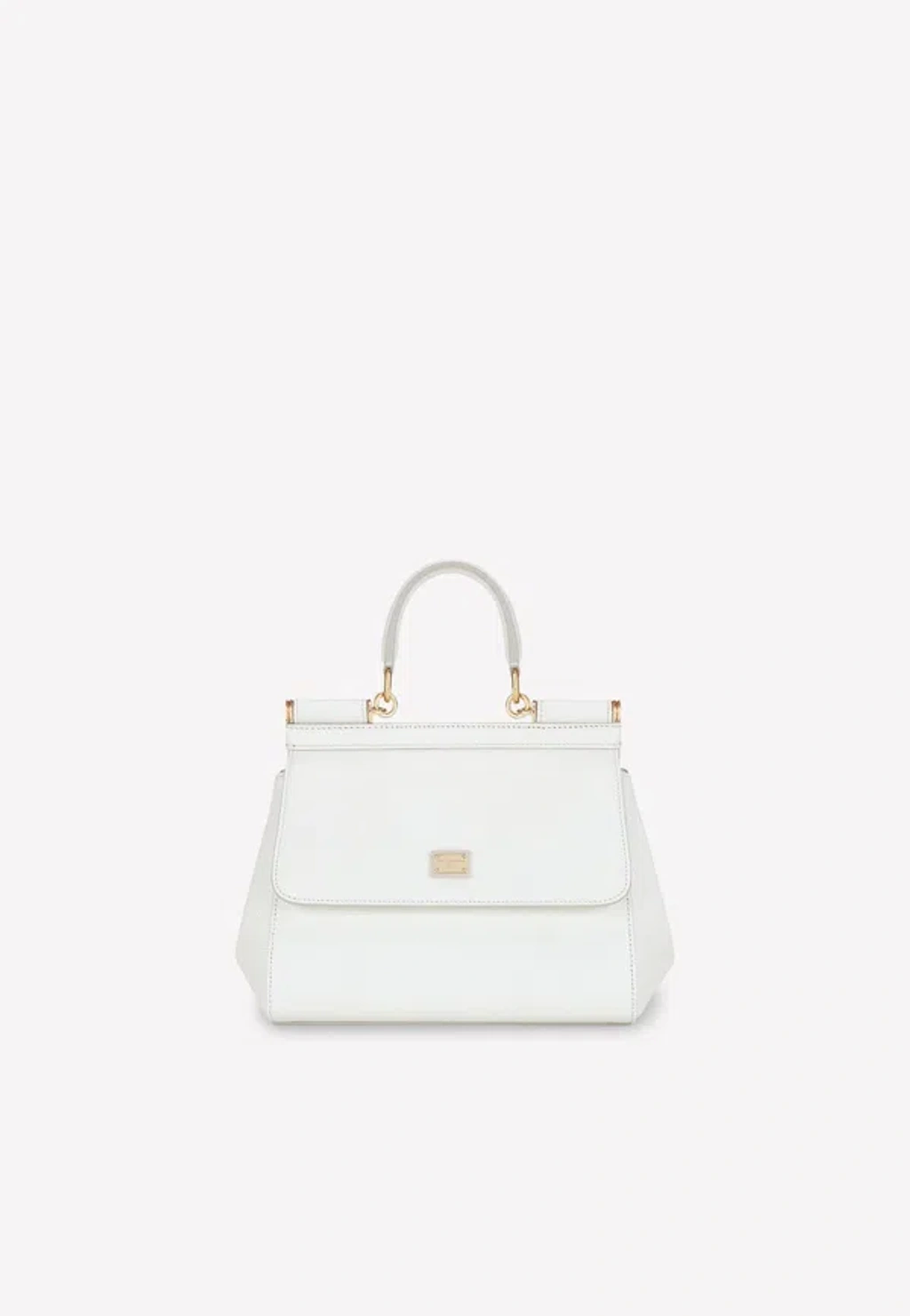 Dolce & Gabbana Small Sicily Leather Top Handle Bag In White
