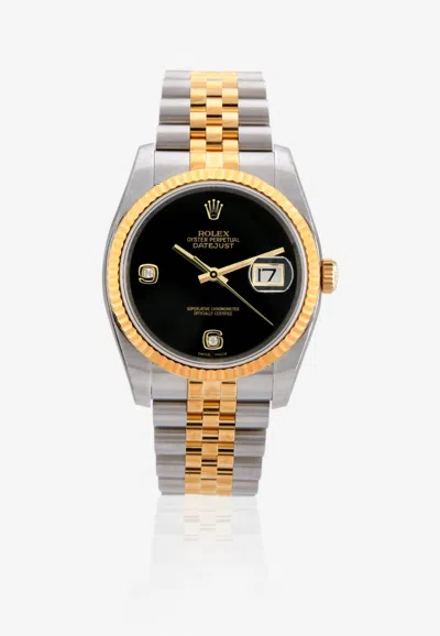 Rolex Oyster Perpetual Datejust Bi-color With Gold And Diamonds In Black