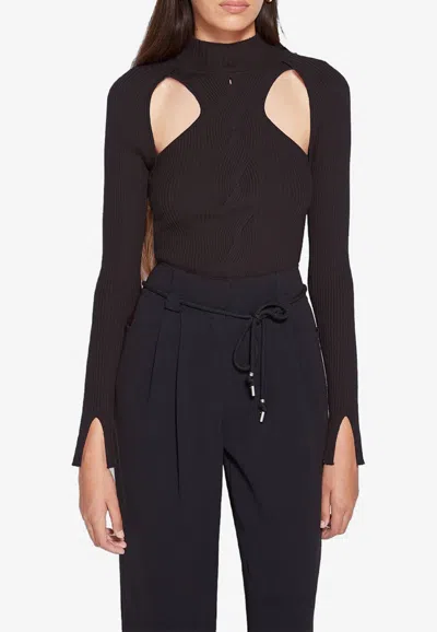 Jonathan Simkhai Keegan Knit Top With Cut-out Details In Black