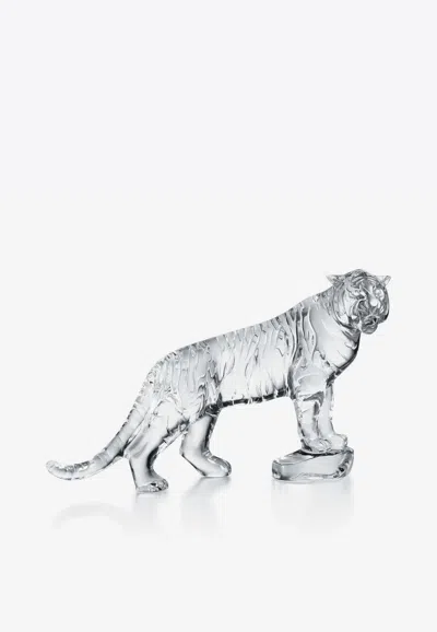 Baccarat Roaring Bengal Tiger Figurine In Transparent