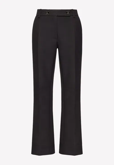 Valentino Crepe Couture Wool-blend Trousers In Black