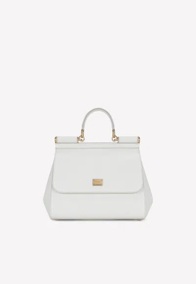 Dolce & Gabbana Medium Sicily Iguana-effect Shoulder Bag In White