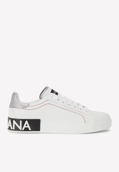 Dolce & Gabbana Leather Classic Low Top Sneakers Women's Shoes In White
