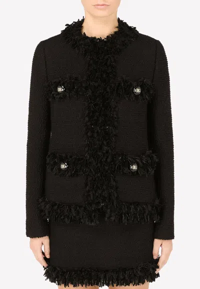 Dolce & Gabbana Long Sleeve Single Breasted Jacket In Black