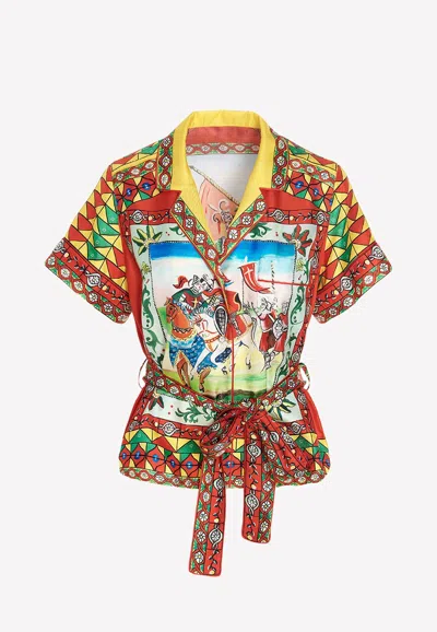 Dolce & Gabbana Graphic Print Shirt In Silk In Multicolor