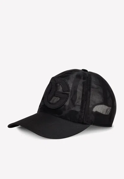 Dolce & Gabbana Marquisette Logo Cap In Black