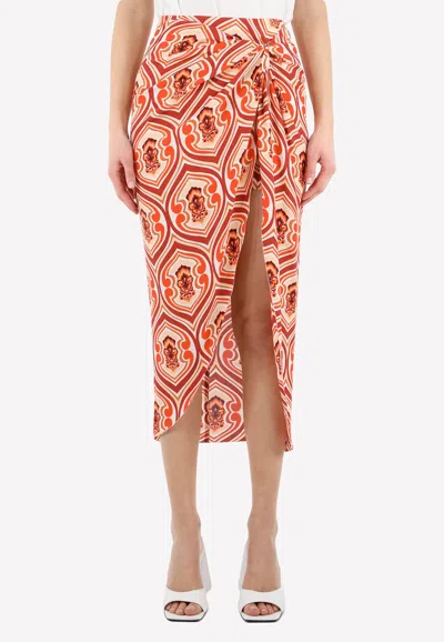 Etro Sarong Skirt With Graphic Print In Orange