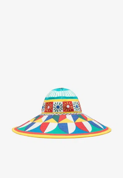 Dolce & Gabbana Geometric Print Sun Hat In Multicolor
