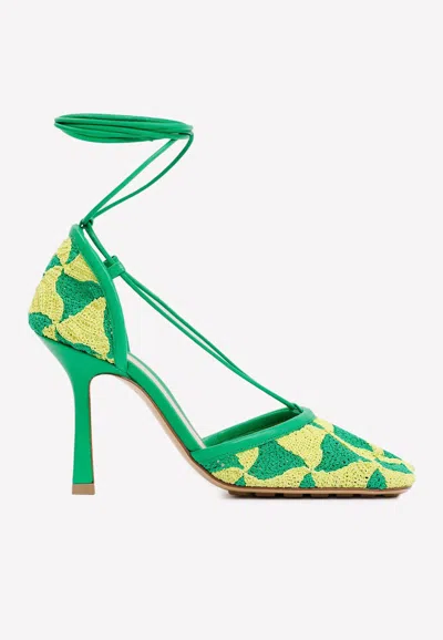 Bottega Veneta Phantom Crochet Stretch Lace-up Sandals In Parakeet