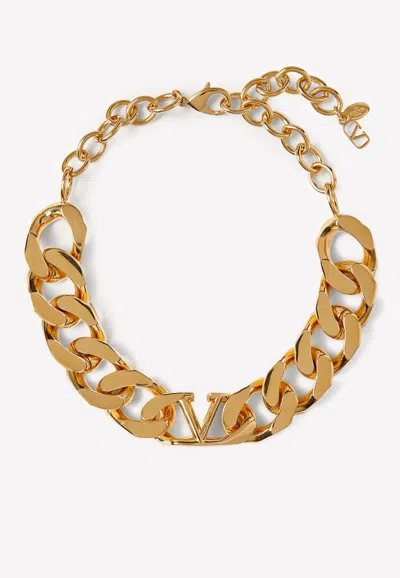 Valentino Vlogo Goldtone Chain-link Choker In Gold