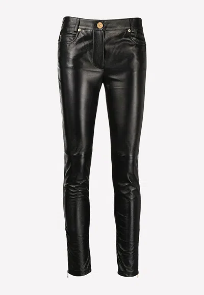 Versace Panelled Skinny Trousers In Black