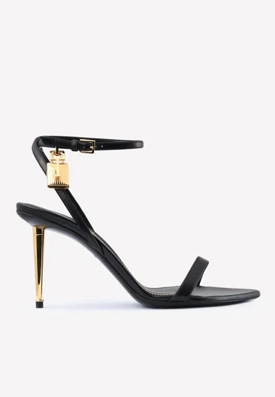 Tom Ford Padlock 85 Naked Pointy Sandals In Calf Leather In Black