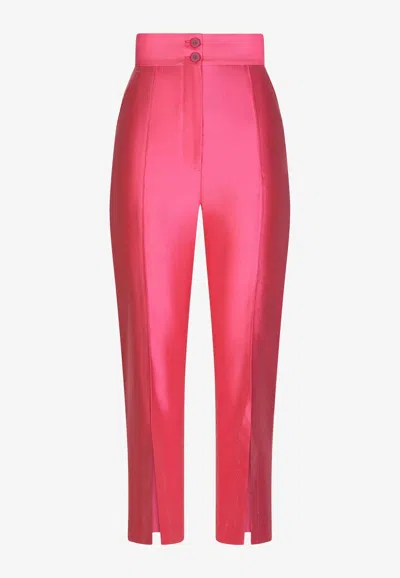 Dolce & Gabbana Mikado Pants With Ankle Slits In Fuchsia
