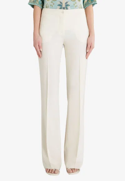 Etro High-waisted Wide-leg Trousers In Ivory