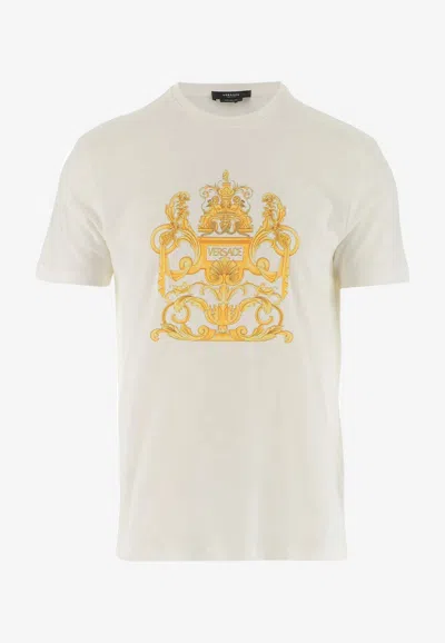 Versace Graphic Print Crewneck T-shirt In White
