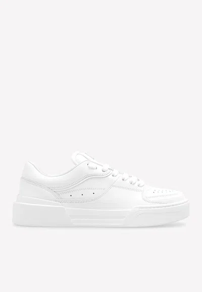 Dolce & Gabbana New Roma Perforated Leather Sneakers In White