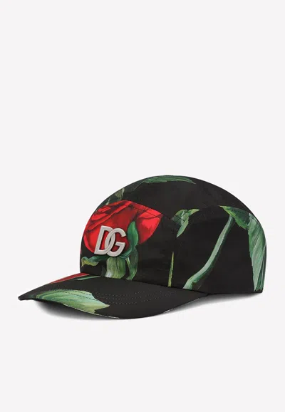 Dolce & Gabbana Dg Rose Print Baseball Cap In Multicolor