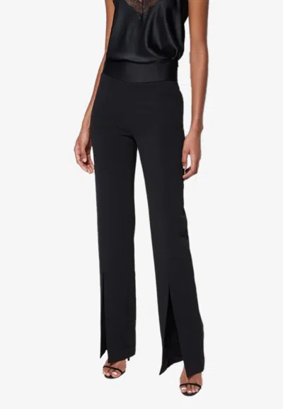 Simkhai Crepe Back Satin Front Slit Pant In Black