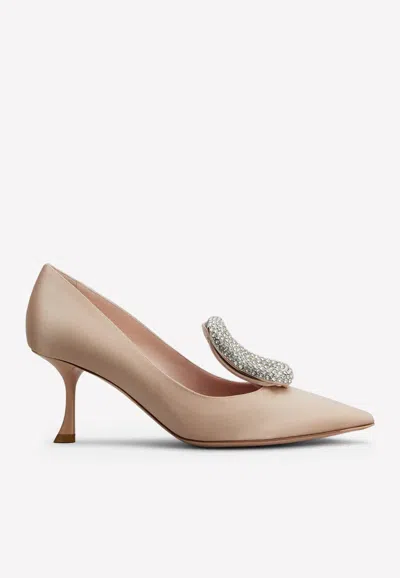Roger Vivier Viv' Choc 60 Strass Buckle Pumps In Satin In Pink