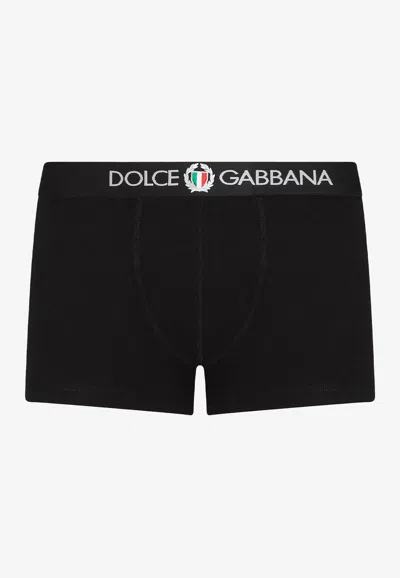 Dolce & Gabbana Two-way-stretch Cotton Jersey Boxers In Black