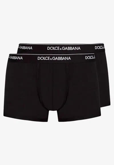 Dolce & Gabbana Confezione Da 2 Pezzi Boxer Regular-fit In Black