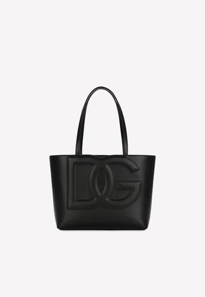 Dolce & Gabbana Dg Leather Tote Bag In Black