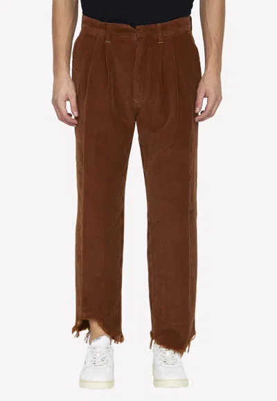 Incotex Red X Facetasm Cognac Velvet Trousers In Brown