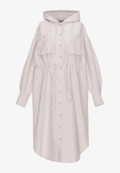 Dawei Hooded Long-sleeved Dress In Pink