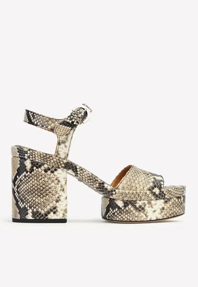 Chloé Odina Snake-effect Leather Platform Sandals In Multicolor