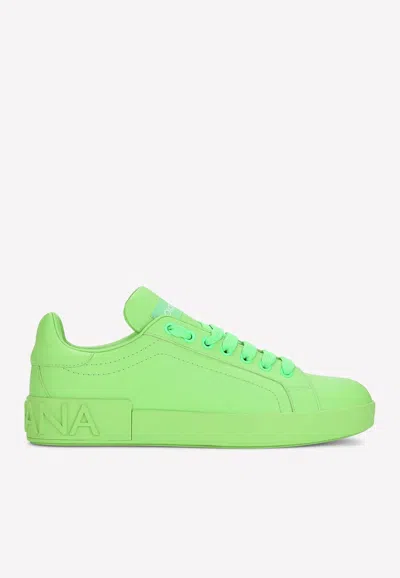Dolce & Gabbana Low-top Sneakers Portofino Nappa Leather In Green