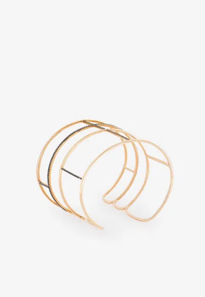 Djihan Petra Diamond Paved Cuff Bracelet In 18-karat Rose Gold In Rose Gold