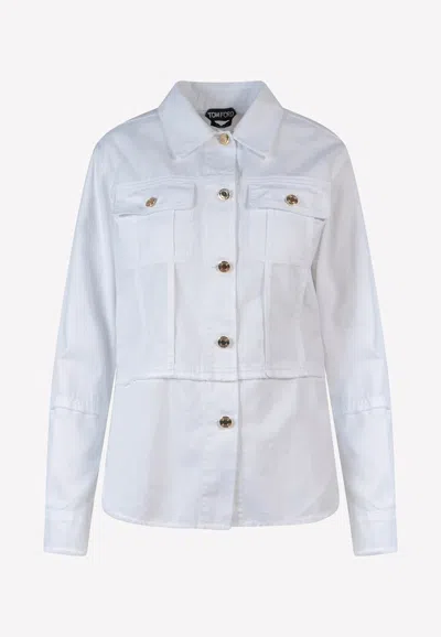 Tom Ford Long-sleeved Denim Shirt In White