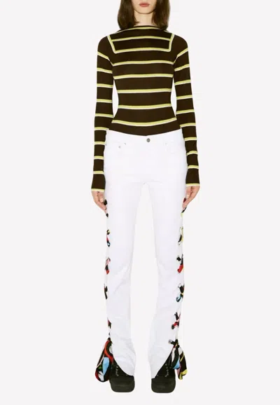 Pucci Flared Jeans With Silk-twill Ties In White