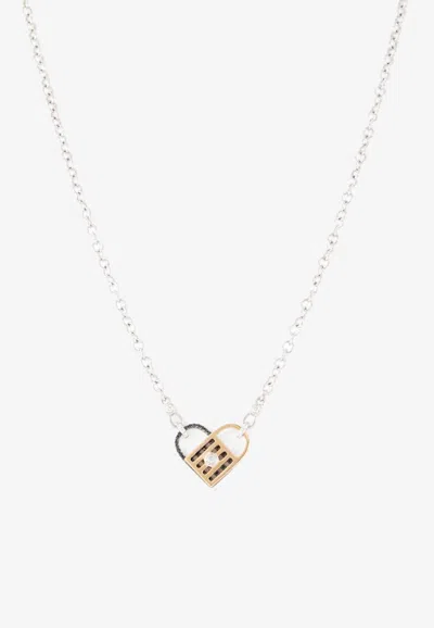 Djihan Unlock My Heart Diamond Necklace In 18-karat Yellow And White Gold In Silver