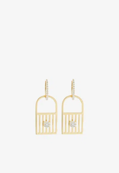 Djihan Unlock My Heart Diamond Paved Earrings In 18-karat Yellow Gold In Gold
